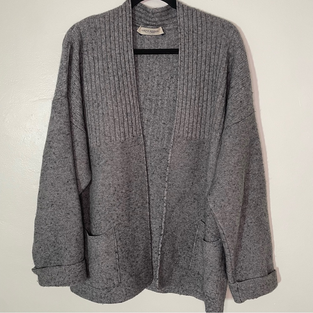 Marina Rinaldi Gray Open-Front Lagenlook Cardigan size L